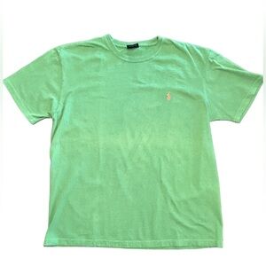 Men’s Polo Ralph Lauren worn look lime green crewneck pony logo spring t-shirt M